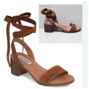 Steve Madden Sandal Women's Size 7.5M Brown Adrianne Heeled Ankle Strap Lace Up
